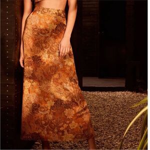 Misa Ekat Floral Print Maxi Skirt Golden Batik Size Small NWT $290